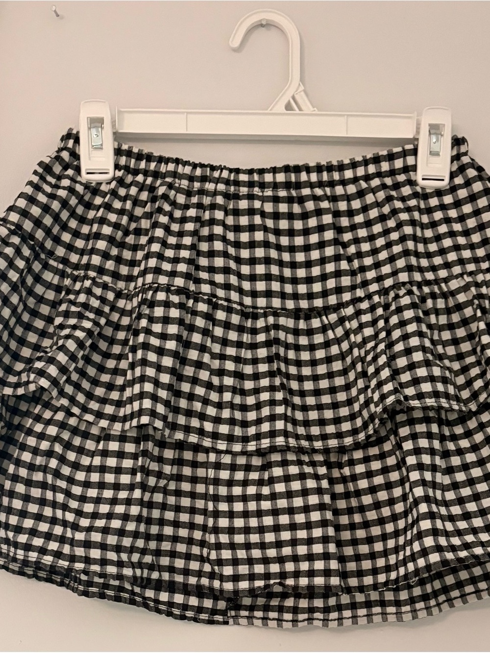 Wild Fable Black & White Gingham Tiered Mini Skirt